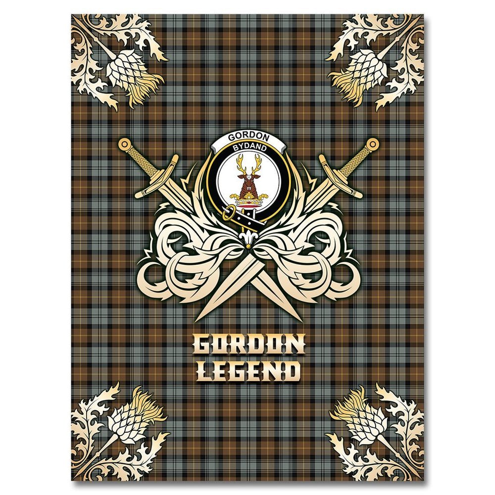 Clan Gordon Weathered Tartan Gold Courage Symbol Blanket DW49 Clan Gordon Tartan Today   