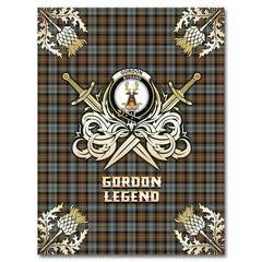 Clan Gordon Weathered Tartan Gold Courage Symbol Blanket DW49 Clan Gordon Tartan Today   