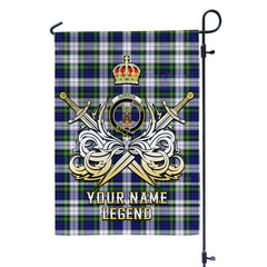 Custom Name Clan Gordon Dress Modern Tartan Garden Flag with Clan Crest and the Golden Sword of Courageous Legacy PP20