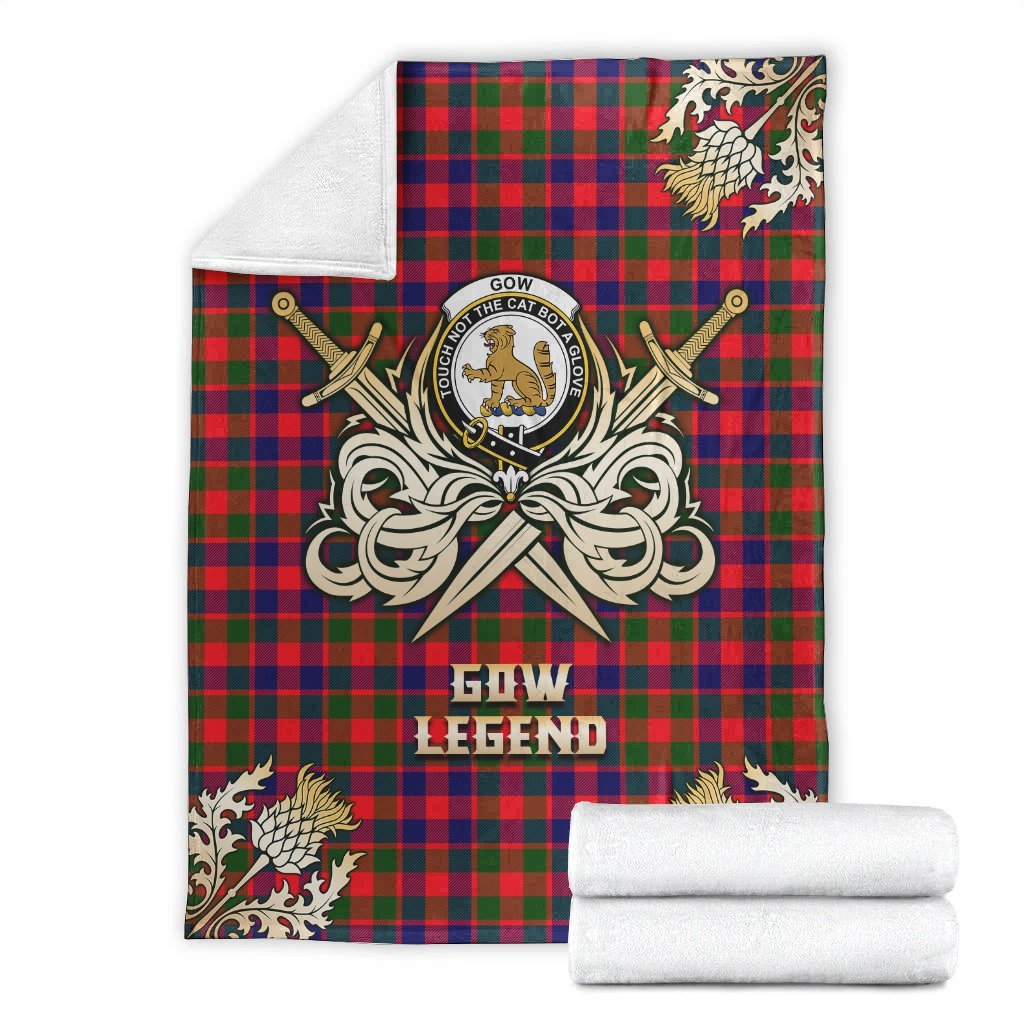 Clan Gow Modern Tartan Gold Courage Symbol Blanket AU16 Clan Gow Tartan Today   