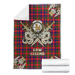 Clan Gow Modern Tartan Gold Courage Symbol Blanket AU16 Clan Gow Tartan Today   