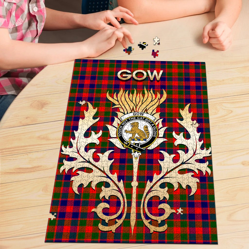 Clan Gow Modern Tartan Crest Thistle Jigsaw Puzzles Gift For Family LP98 Clan Gow Tartan Today   
