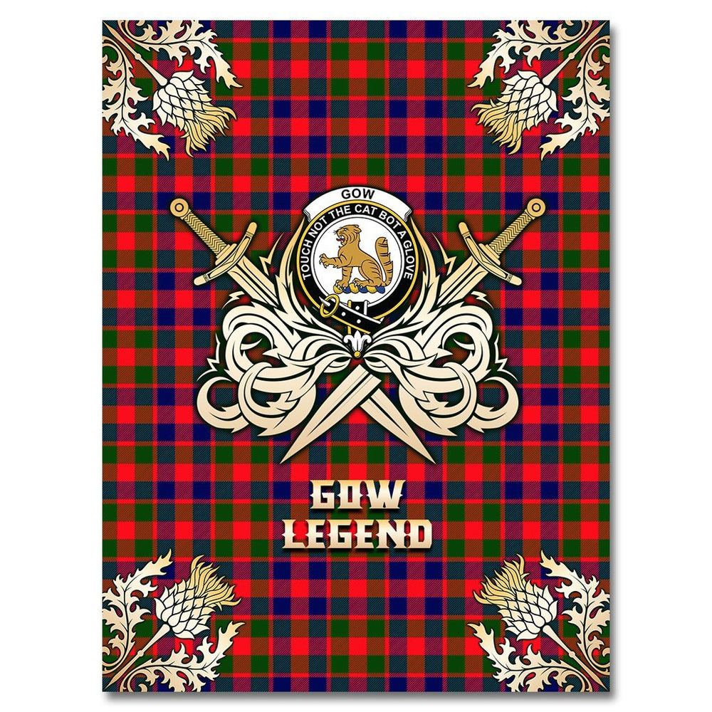 Clan Gow Modern Tartan Gold Courage Symbol Blanket AU16 Clan Gow Tartan Today   