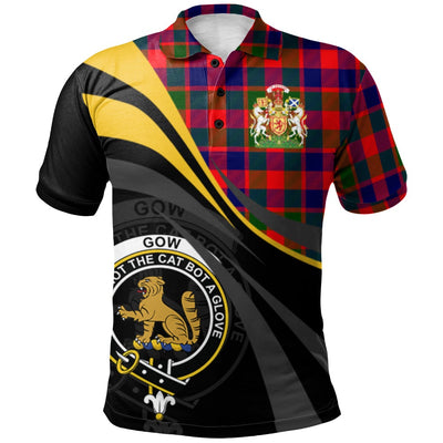 Clan Gow of McGouan Tartan Polo Shirt - Royal Coat Of Arms Style
