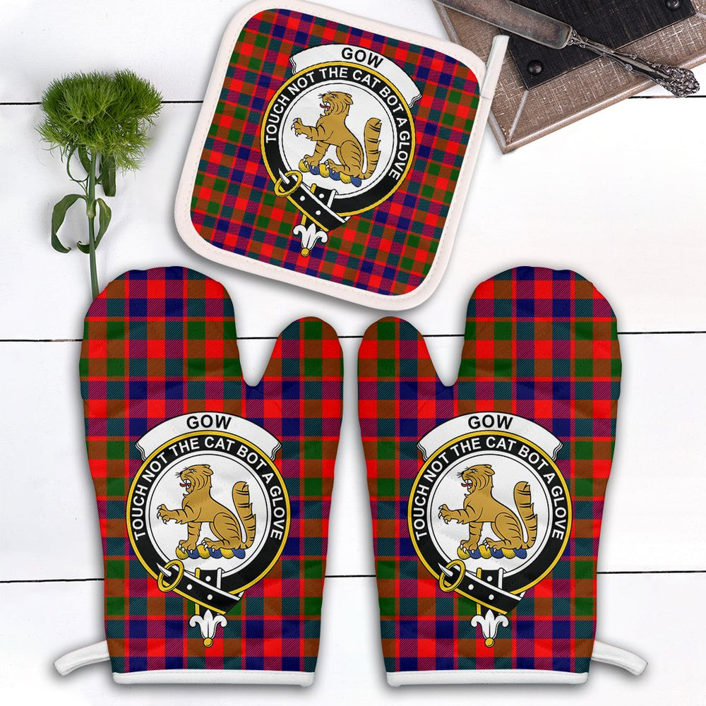 Clan Gow Of McGouan Tartan Crest Oven Mitt And Pot Holder (2 Oven Mitts + 1 Pot Holder) MY21 Clan Gow Tartan Today   
