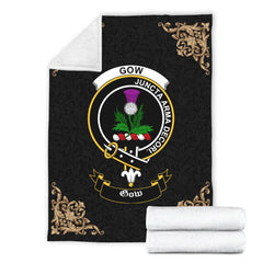 Clan Gow (of Skeoch) Crest Tartan Premium Blanket Black JF67 Clan Gow Tartan Today   
