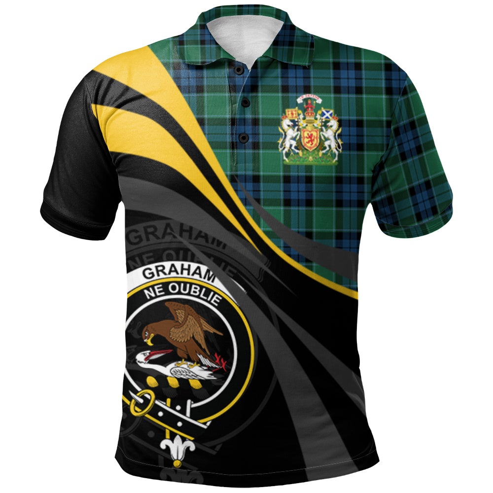 Clan Graham of Menteith Ancient Tartan Polo Shirt - Royal Coat Of Arms Style RZ15 Graham of Menteith Ancient Tartan Tartan Polo   