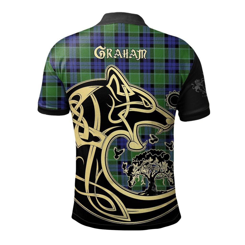 Clan Graham of Menteith Modern Tartan Polo Shirt Viking Wolf LF34 Graham of Menteith Modern Tartan Tartan Polo   