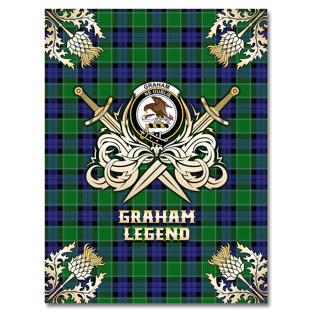 Clan Graham of Menteith Modern Tartan Gold Courage Symbol Blanket XL40 Clan Graham Tartan Today   