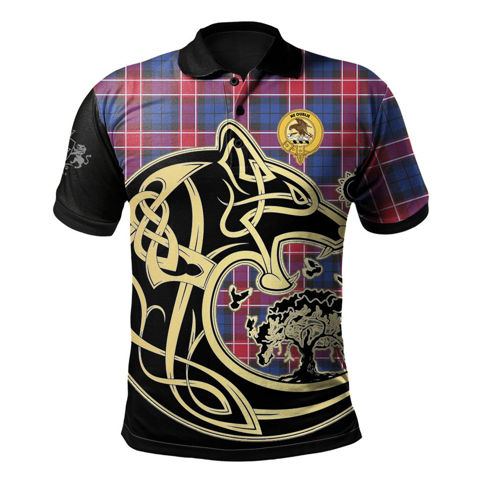 Clan Graham of Menteith Red Tartan Polo Shirt Viking Wolf VZ68 Graham of Menteith Red Tartan Tartan Polo   