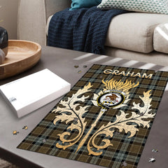 Clan Graham of Menteith Weathered Tartan Crest Thistle Jigsaw Puzzles Gift For Family BB25 Clan Graham Tartan Today   