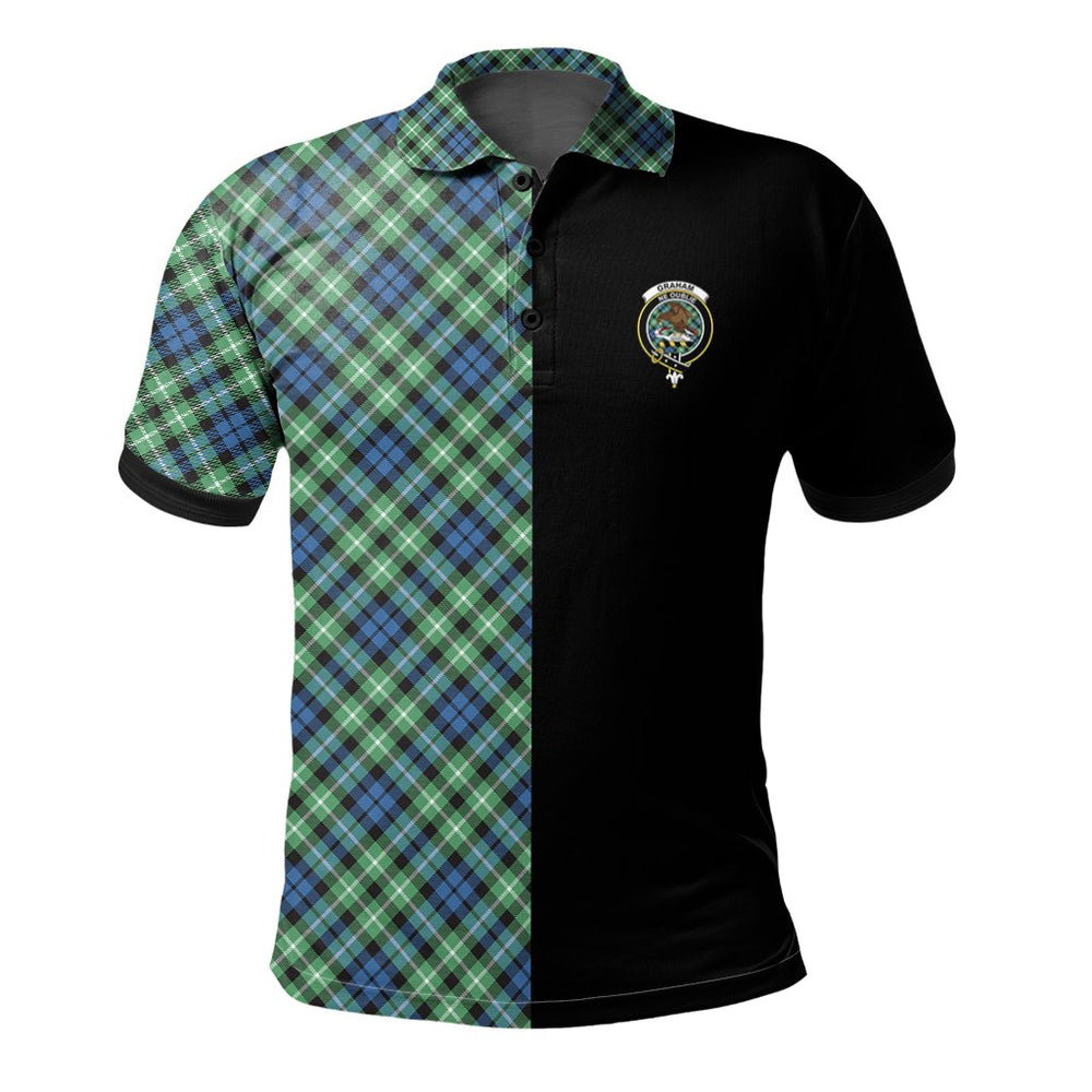 Clan Graham of Montrose Ancient Tartan Polo Shirt Half of Me - Cross Style PF45 Graham of Montrose Ancient Tartan Tartan Polo   