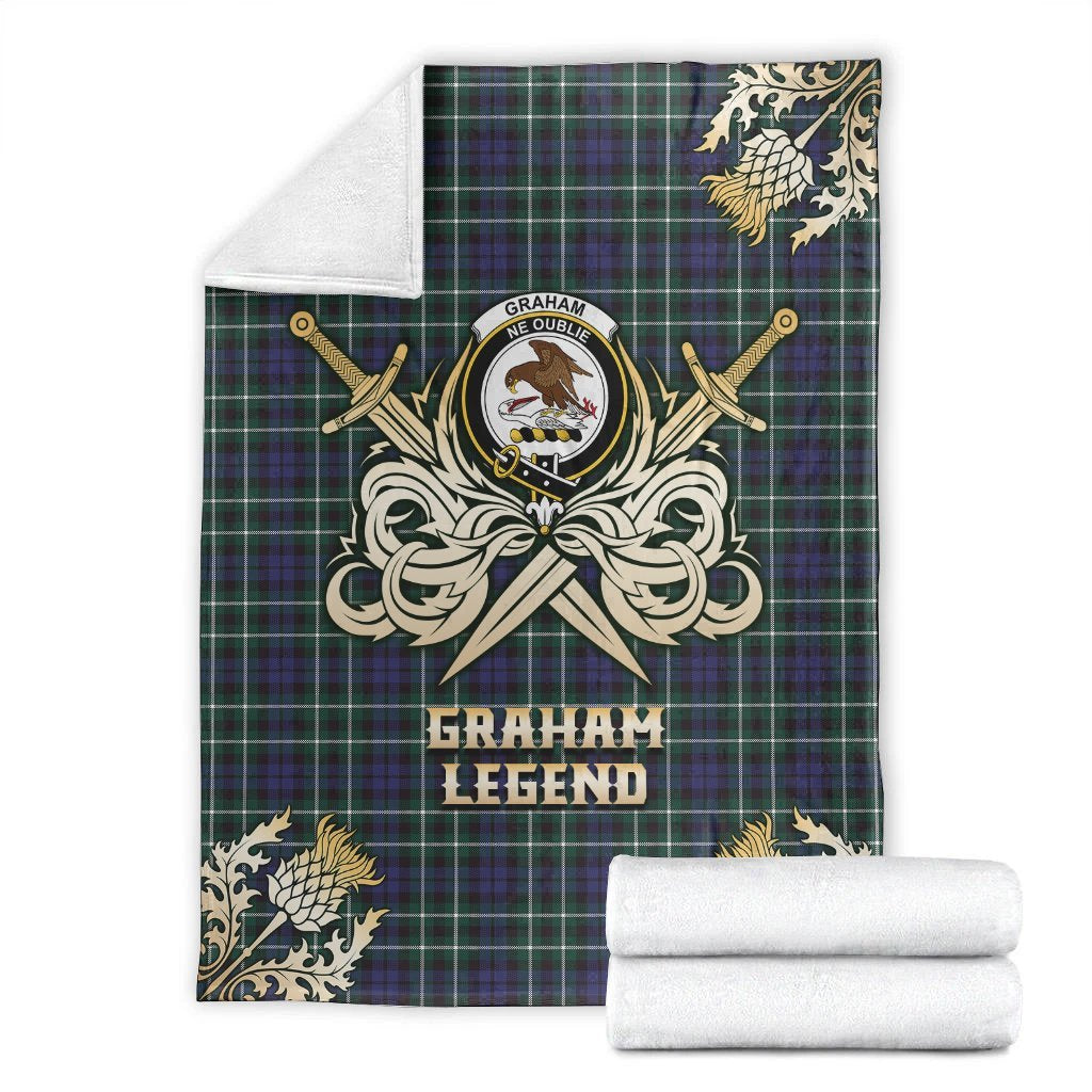 Clan Graham of Montrose Modern Tartan Gold Courage Symbol Blanket HQ40 Clan Rose Tartan Today   