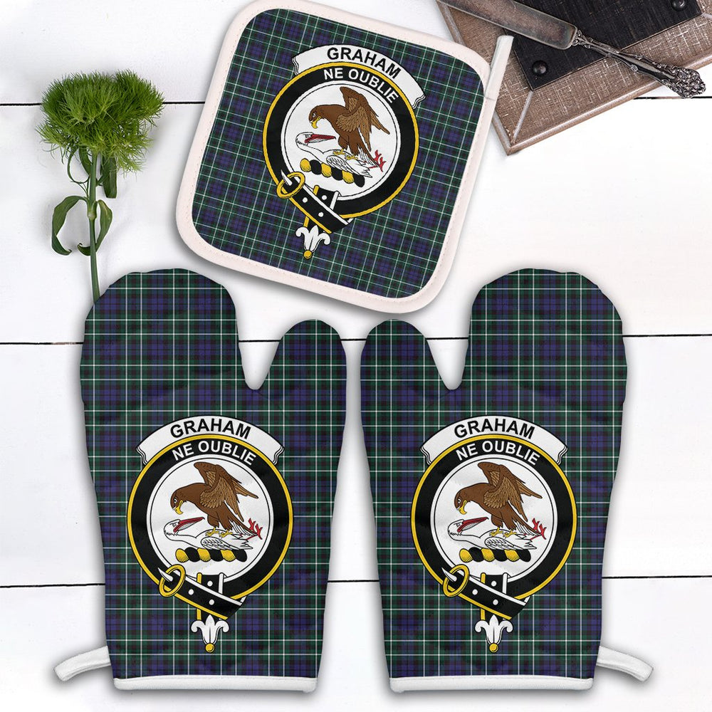 Clan Graham Of Montrose Modern Tartan Crest Oven Mitt And Pot Holder (2 Oven Mitts + 1 Pot Holder) IG18 Clan Rose Tartan Today   