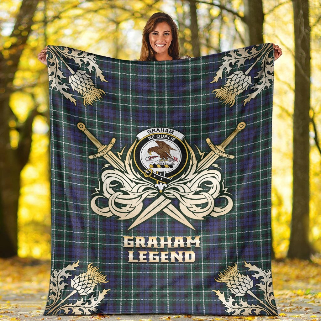 Clan Graham of Montrose Modern Tartan Gold Courage Symbol Blanket HQ40 Clan Rose Tartan Today   