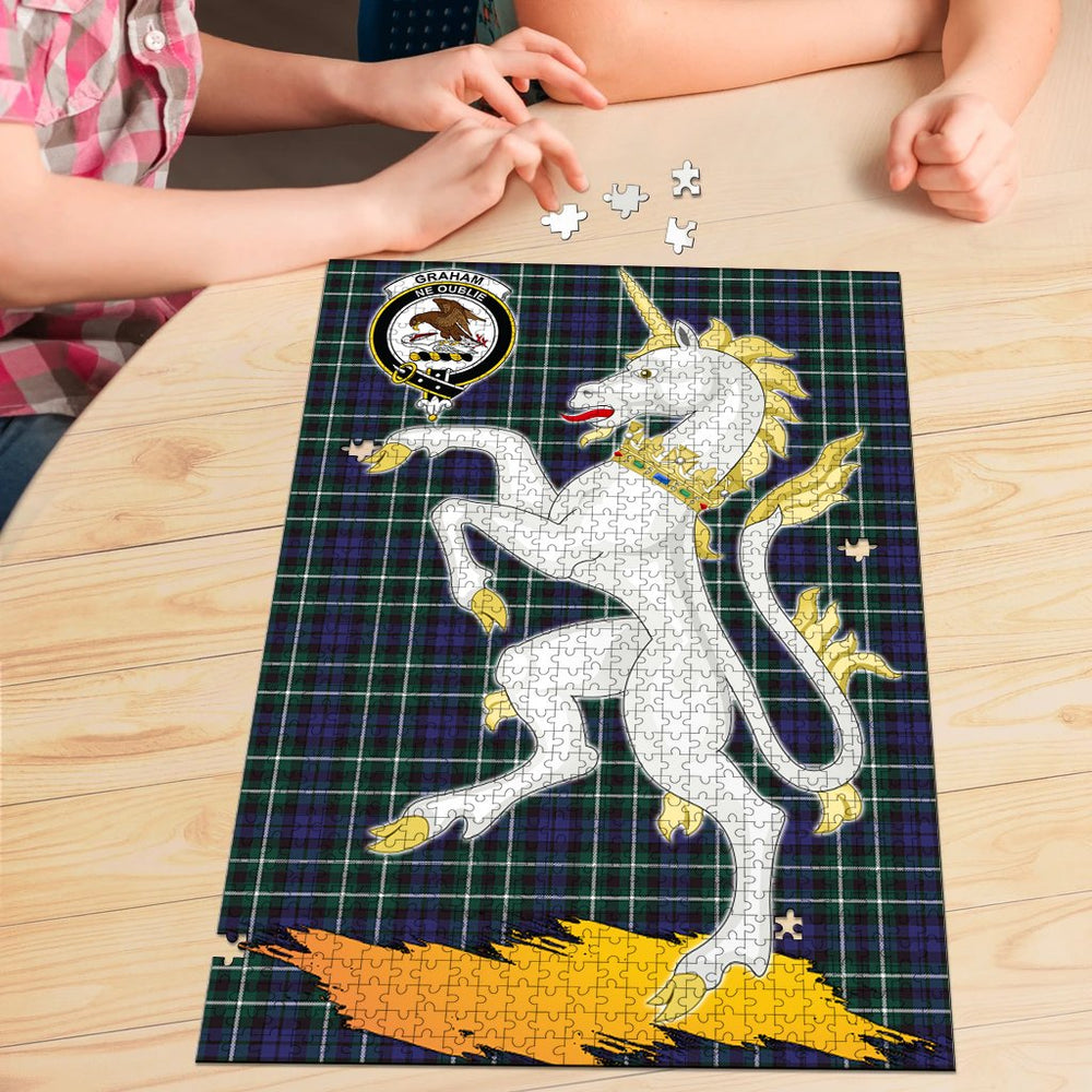 Clan Graham of Montrose Modern Tartan Crest Unicorn Scotland Jigsaw Puzzles Gift For Family LR78 Clan Rose Tartan Today   