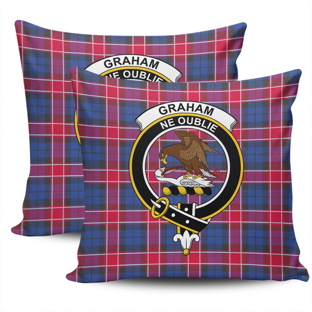 Clan Graham of Menteith Red Tartan Crest Pillow Cover JV18 Clan Graham Tartan Today   