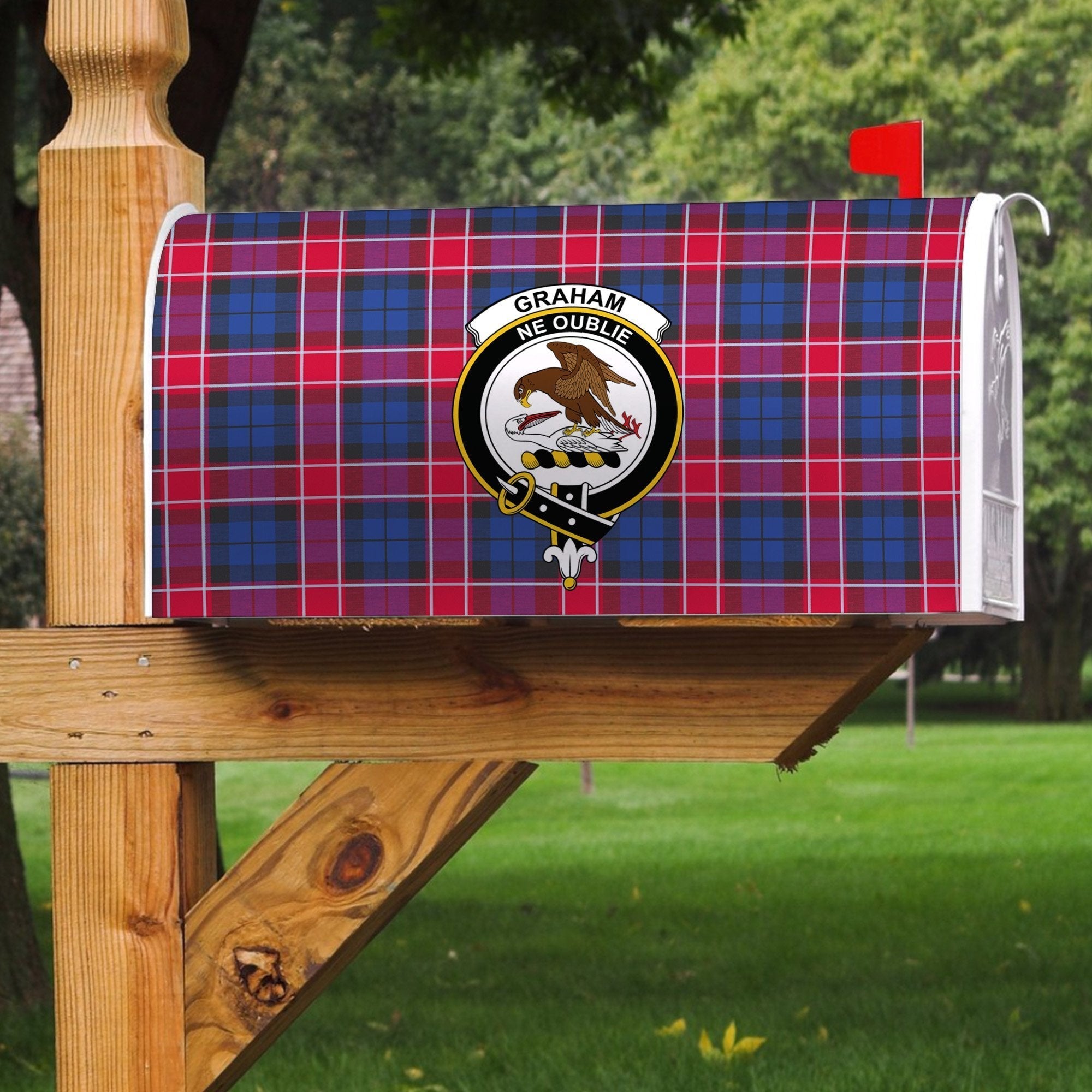 Clan Graham Of Menteith Red Tartan Crest Mailbox XC83 Clan Graham Tartan Today   