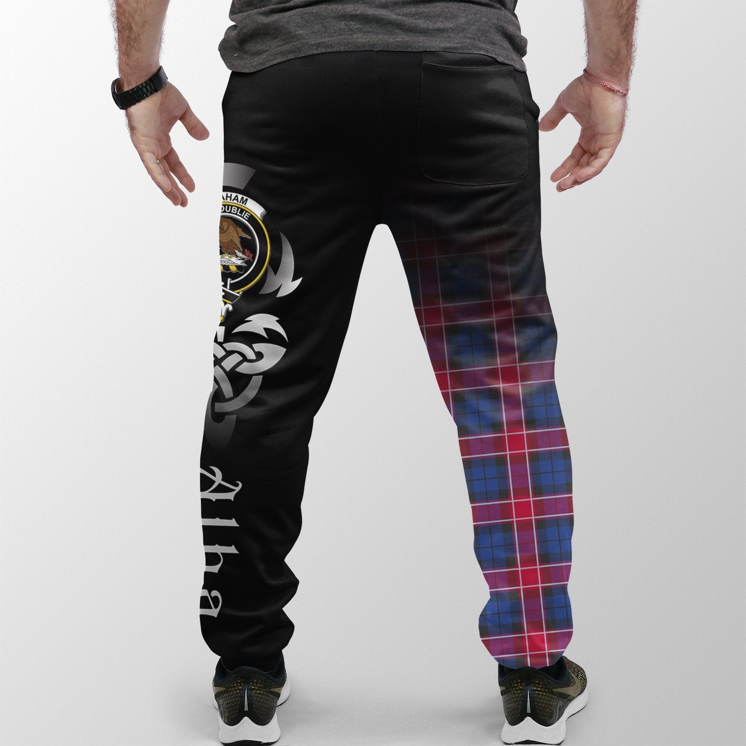 Clan Graham Of Menteith Red Tartan Crest Jogger Sweatpants  Alba Celtic Style ZE85 Clan Graham Tartan Today   