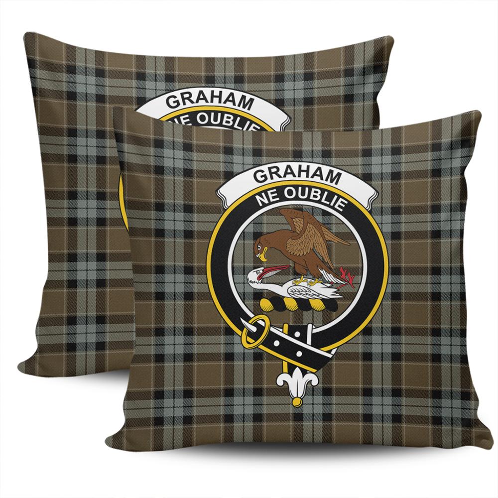 Clan Graham of Menteith Weathered Tartan Crest Pillow Cover JZ64 Clan Graham Tartan Today   