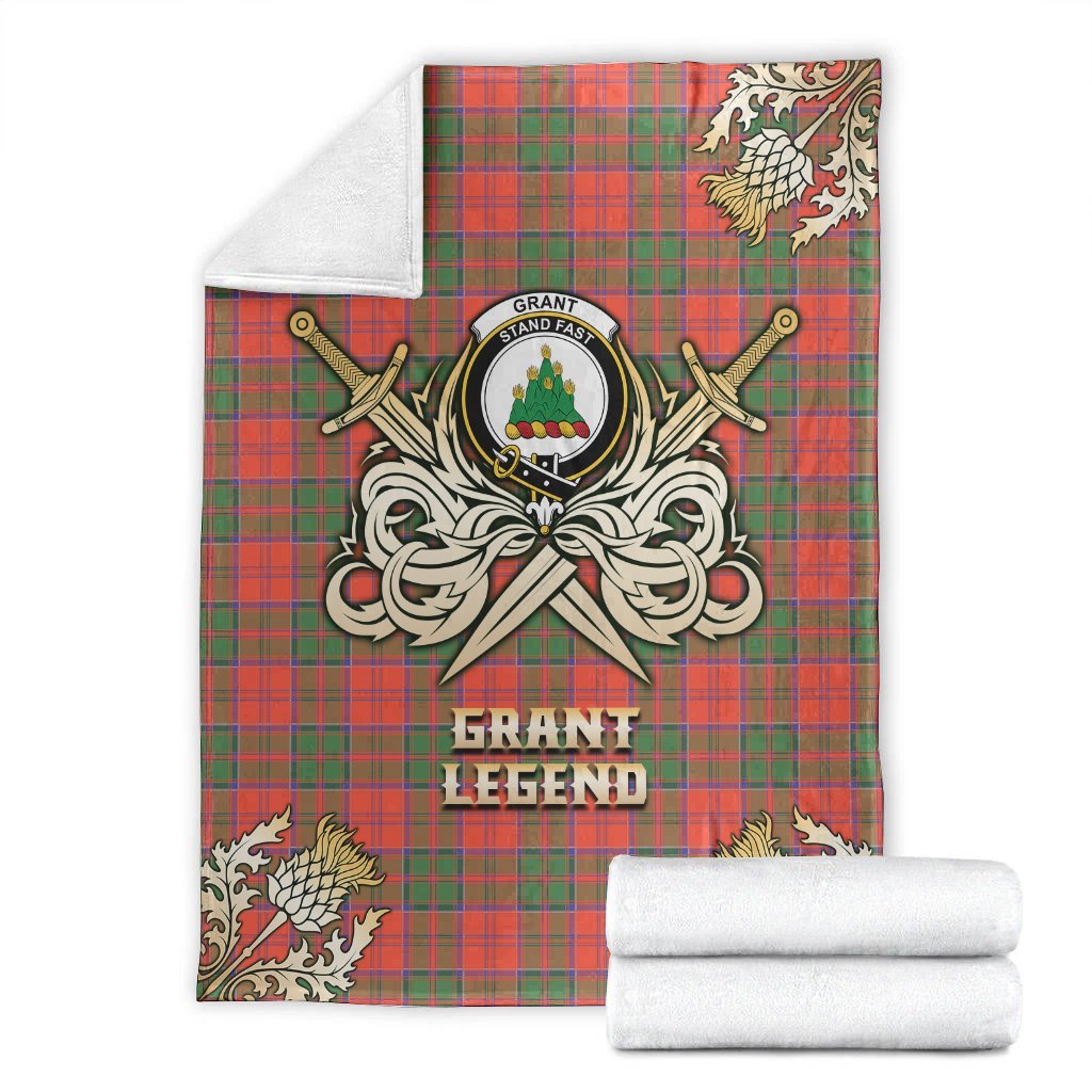 Clan Grant Ancient Tartan Gold Courage Symbol Blanket WQ75 Clan Grant Tartan Today   