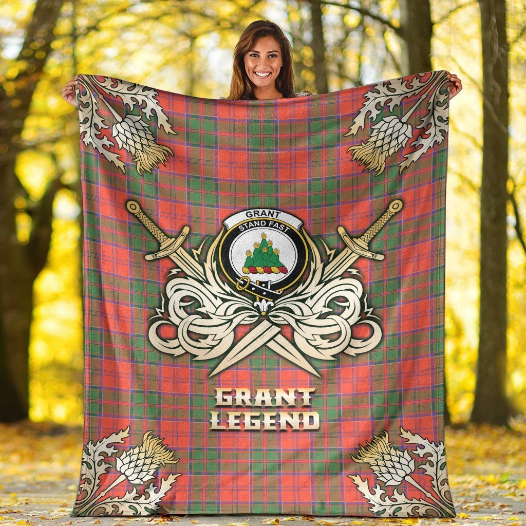 Clan Grant Ancient Tartan Gold Courage Symbol Blanket WQ75 Clan Grant Tartan Today   