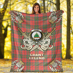 Clan Grant Ancient Tartan Gold Courage Symbol Blanket WQ75 Clan Grant Tartan Today   