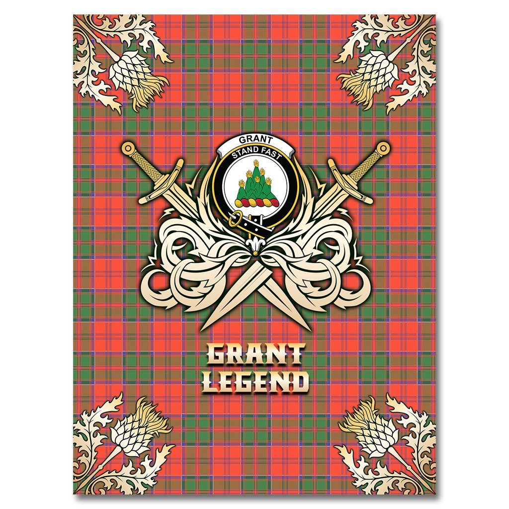 Clan Grant Ancient Tartan Gold Courage Symbol Blanket WQ75 Clan Grant Tartan Today   