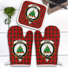 Clan Grant Modern Tartan Crest Oven Mitt And Pot Holder (2 Oven Mitts + 1 Pot Holder) DY64 Clan Grant Tartan Today   