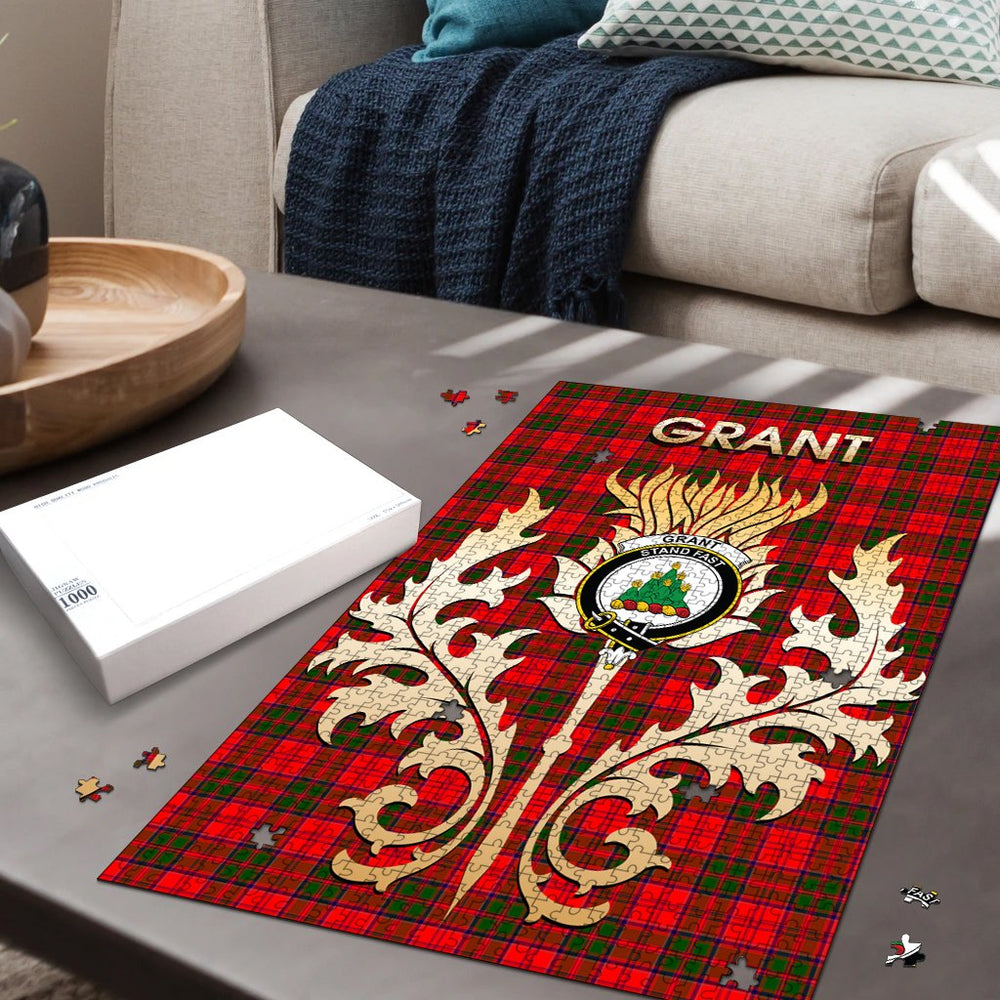 Clan Grant Modern Tartan Crest Thistle Jigsaw Puzzles Gift For Family IM12 Clan Grant Tartan Today   
