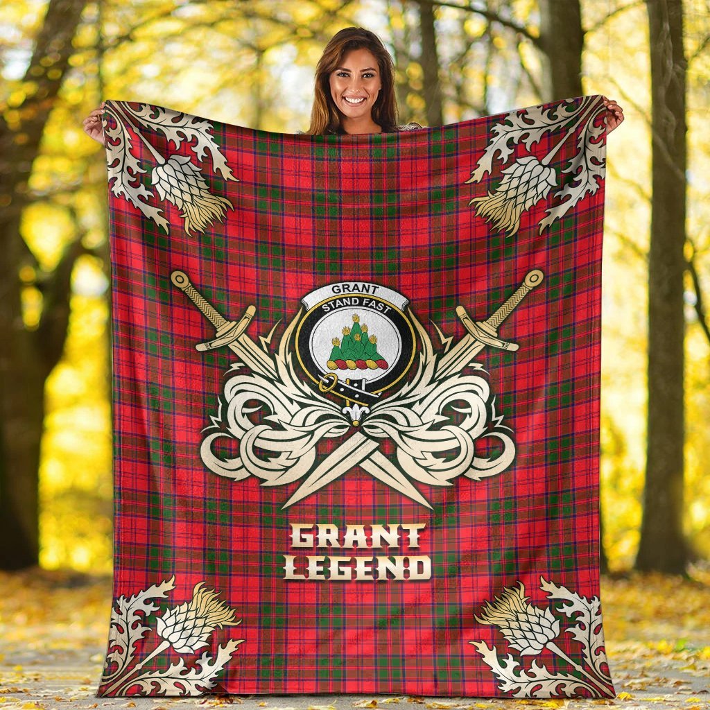 Clan Grant Modern Tartan Gold Courage Symbol Blanket ZA95 Clan Grant Tartan Today   