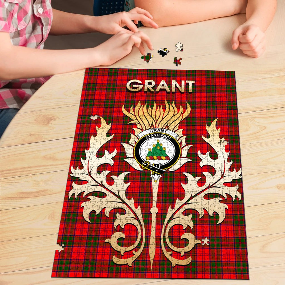 Clan Grant Modern Tartan Crest Thistle Jigsaw Puzzles Gift For Family IM12 Clan Grant Tartan Today   