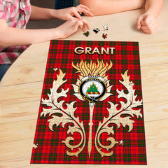 Clan Grant Modern Tartan Crest Thistle Jigsaw Puzzles Gift For Family IM12 Clan Grant Tartan Today   