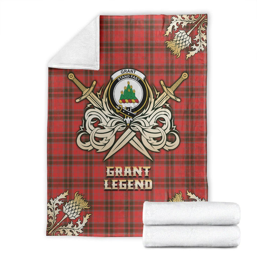 Clan Grant Weathered Tartan Gold Courage Symbol Blanket IT13 Clan Grant Tartan Today   