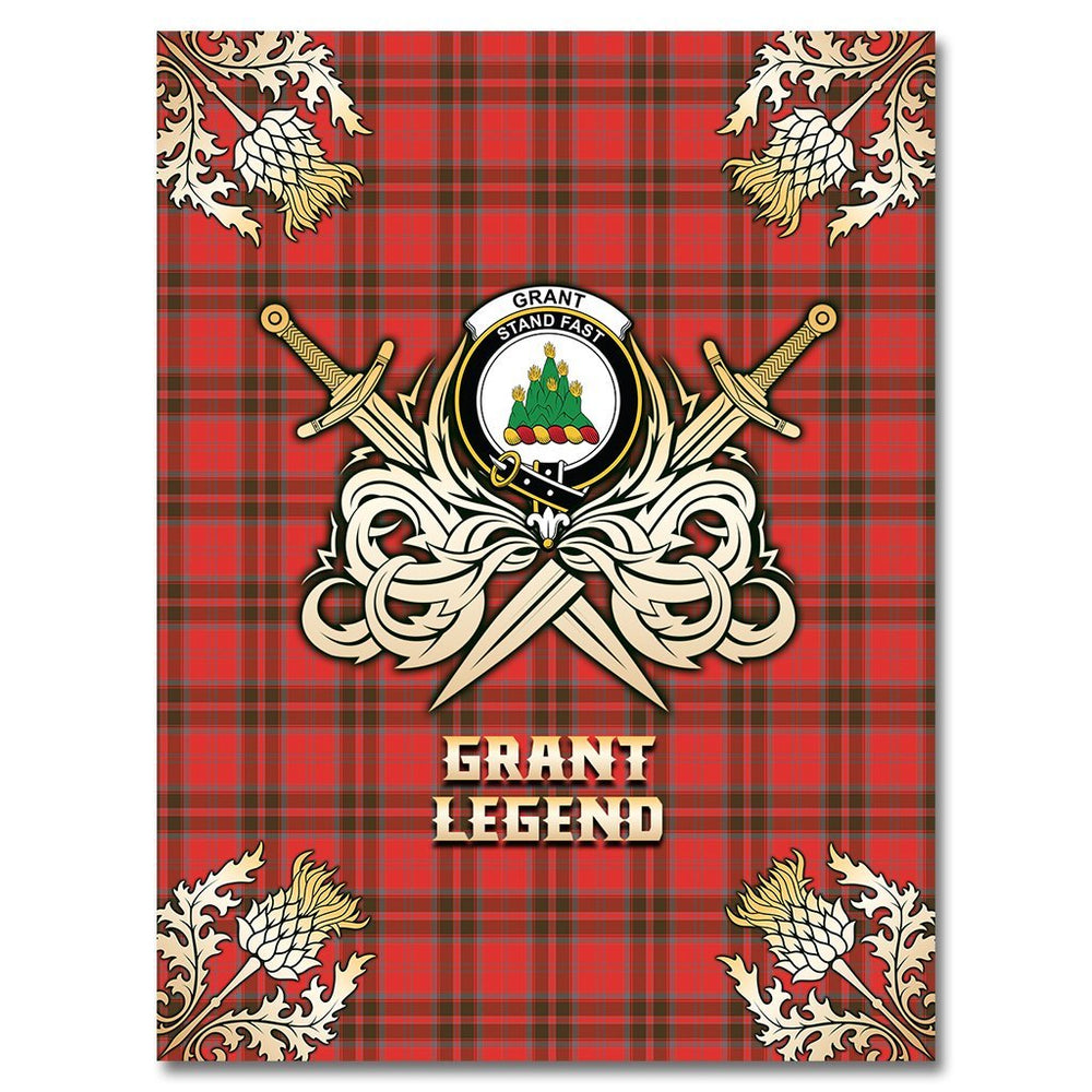 Clan Grant Weathered Tartan Gold Courage Symbol Blanket IT13 Clan Grant Tartan Today   