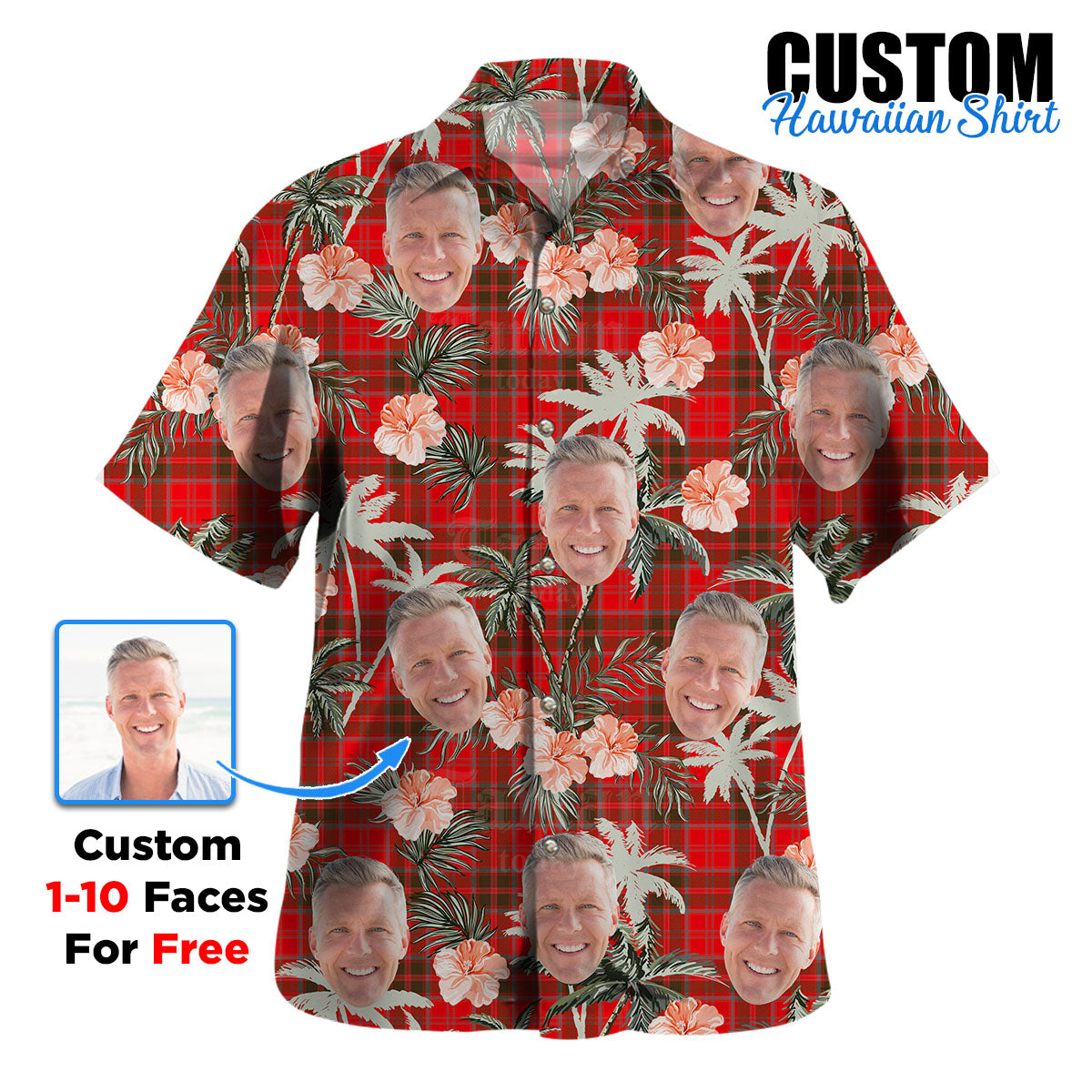 Clan Grant Weathered Tartan Custom Face Hawaiian Shirt – Unisex Gift for Family Members, Summer Party LT21 Grant Weathered Tartan Tartan Hawaii Shirt