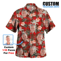 Clan Grant Weathered Tartan Custom Face Hawaiian Shirt – Unisex Gift for Family Members, Summer Party LT21 Grant Weathered Tartan Tartan Hawaii Shirt