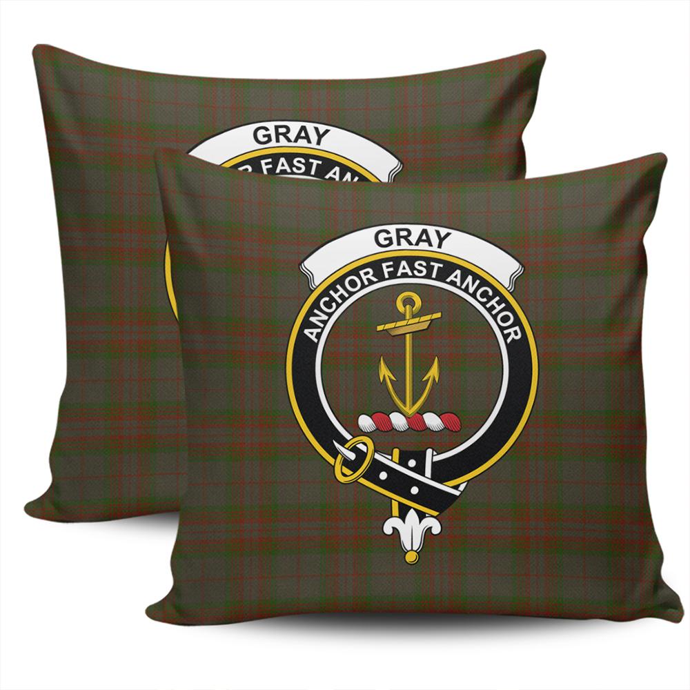 Clan Gray Hunting Tartan Crest Pillow Cover LZ58 Clan Gray Tartan Today   