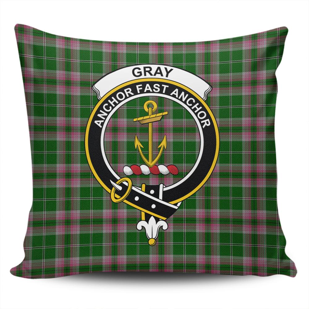 Clan Gray Tartan Crest Pillow Cover ED42 Clan Gray Tartan Today   