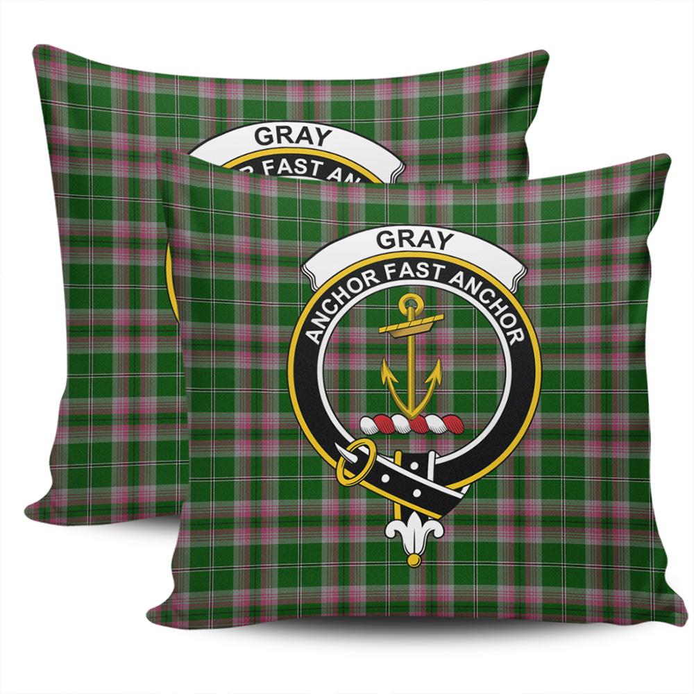 Clan Gray Tartan Crest Pillow Cover ED42 Clan Gray Tartan Today   