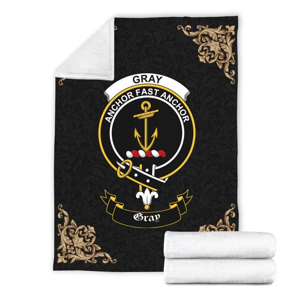 Clan Gray Crest Tartan Premium Blanket Black LW98 Clan Gray Tartan Today   
