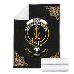Clan Gray Crest Tartan Premium Blanket Black LW98 Clan Gray Tartan Today   