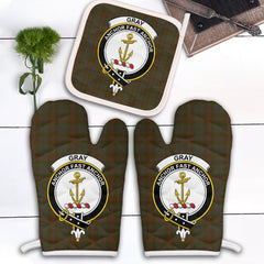 Clan Gray Tartan Crest Oven Mitt And Pot Holder (2 Oven Mitts + 1 Pot Holder) FV62 Clan Gray Tartan Today   