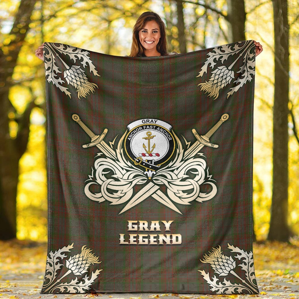 Clan Gray Tartan Gold Courage Symbol Blanket FM97 Clan Gray Tartan Today   