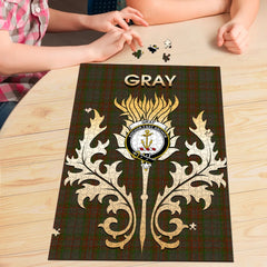 Clan Gray Tartan Crest Thistle Jigsaw Puzzles Gift For Family GY29 Clan Gray Tartan Today   