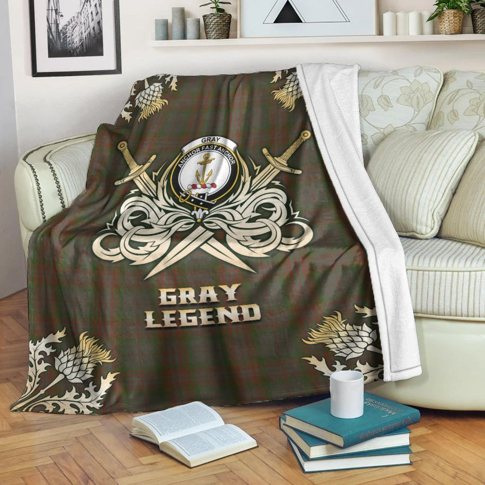 Clan Gray Tartan Gold Courage Symbol Blanket FM97 Clan Gray Tartan Today   