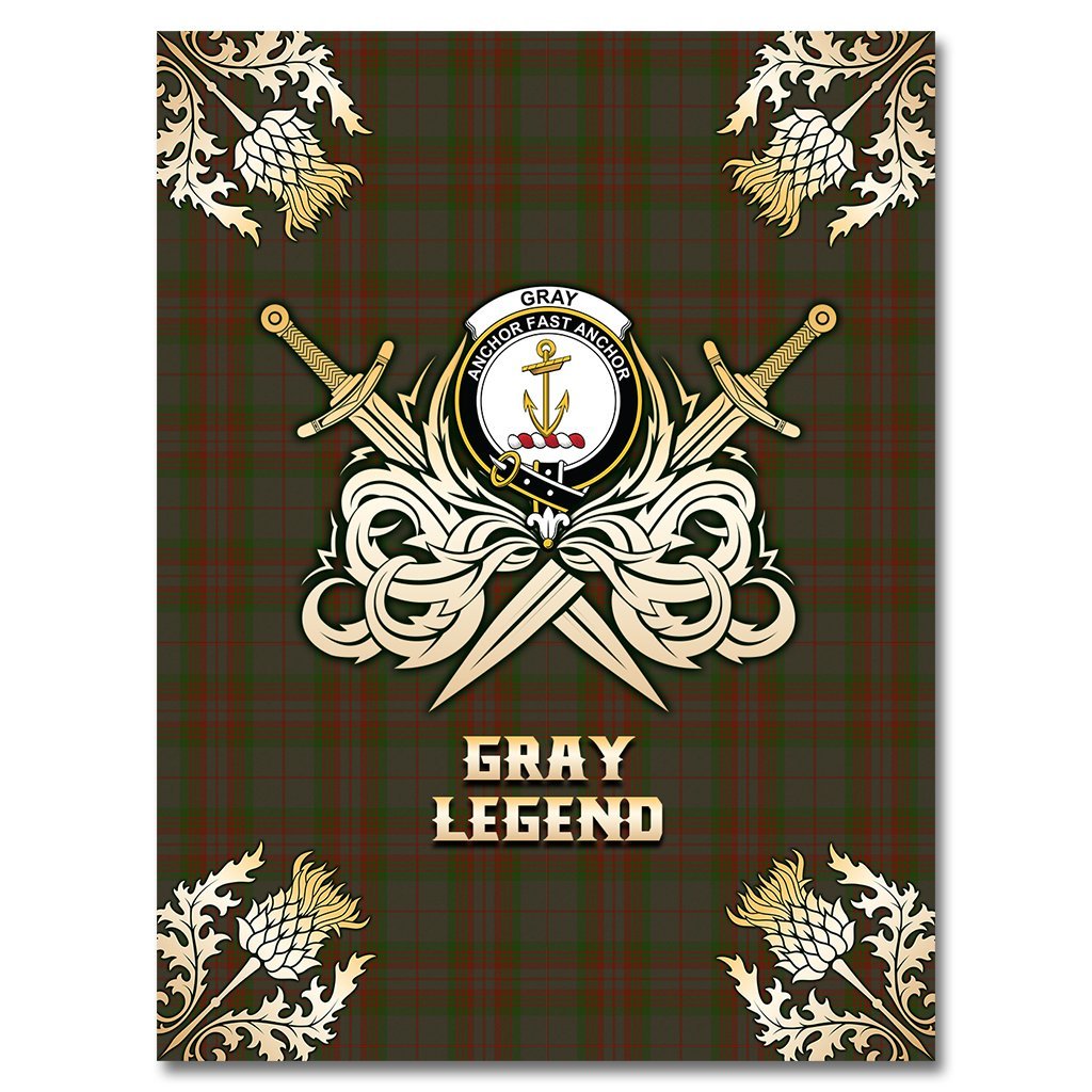 Clan Gray Tartan Gold Courage Symbol Blanket FM97 Clan Gray Tartan Today   