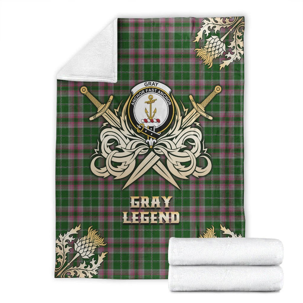 Clan Gray Hunting Tartan Gold Courage Symbol Blanket CO92 Clan Gray Tartan Today   