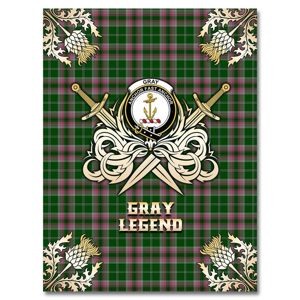 Clan Gray Hunting Tartan Gold Courage Symbol Blanket CO92 Clan Gray Tartan Today   