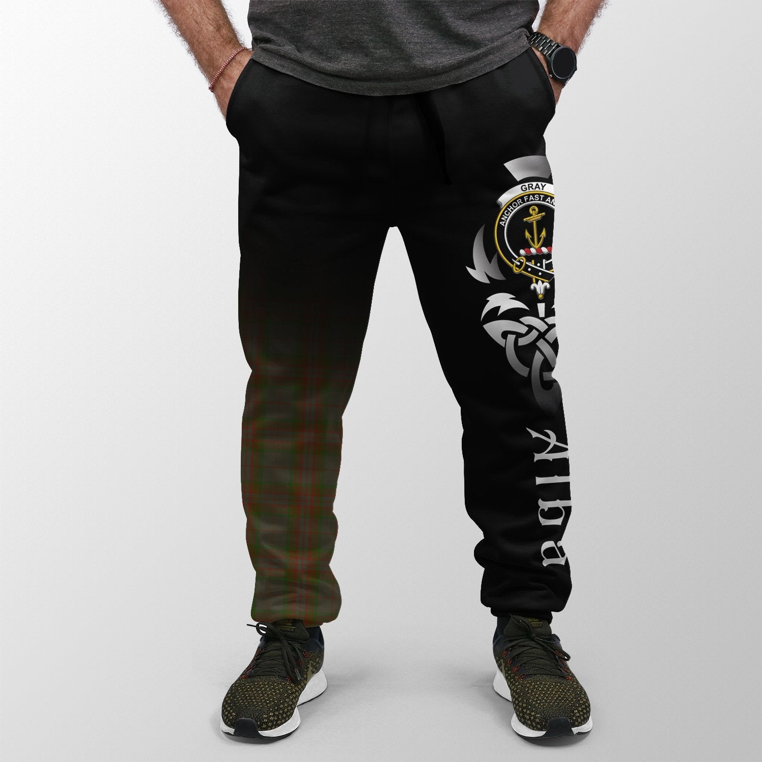 Clan Gray Tartan Crest Jogger Sweatpants  Alba Celtic Style YV45 Clan Gray Tartan Today   
